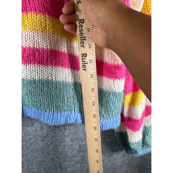 Altar'd State Sweater Women Large Blue Knit Long Sleeve Striped Wool Blend - Picture 5 of 7